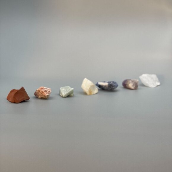 7 Raw Crystals Rough Chakras Crystal Set of Seven Rough Chakra Stones with Pouch - Picture 5 of 6